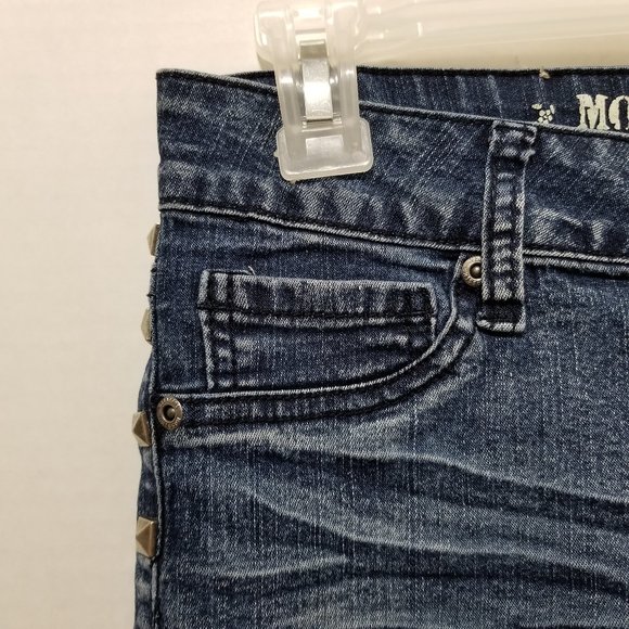 Mossimo jeggings 9 pyramid stud embellished tuexdo stripe style whiskered punk - Picture 3 of 15